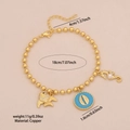 Bracciale a perline placcato oro 18K con ciondoli cavalluccio marino, pesce e conchiglia - 2# Conchiglia Blu