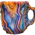 Mug à café en agate cristal minéral orange et bleu avec texture en pierre naturelle - Coloré