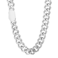 Collana a catena cubana da uomo in acciaio inossidabile argento con fibbia - Acciaio 11mm 55cm (KN232053-Z)