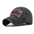 Cappellino da baseball in cotone lavato antracite con ricamo rosso New York stile vintage - Nero NEW YORK