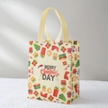 Borsa natalizia in tessuto non tessuto beige con motivi festivi e scritta Merry Christmas - Beige (BX2202 Stampa natalizia all-over)