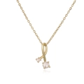 Gold-plated cross chain necklace with ribbon bow pendant and cubic zirconia stones - Gold