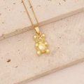 Detailed view of 3D teddy bear pendant with golden finish and zircon micro-pave setting - Gold 3D Bear (5#)