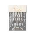 Stickers nail art Rococo blancs en relief avec portraits et nœuds sur fond gris foncé - Portrait Élégant avec Chaîne de Perles (ROCOCO-01)