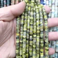 Macro shot of natural green disc stone beads for DIY jewelry making accessories - Yellow Green Mixed Stone (3)