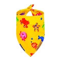 Handmade yellow pet bandana with ocean print featuring red crab and starfish patterns - M / Yellow Ocean World