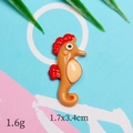 Orange resin seahorse DIY accessory with red fins for hair clips and jewelry craft - Coffee Red Seahorse