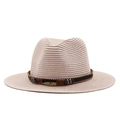 Chapeau de cowboy en paille classique avec ruban tressé et breloque feuille vintage - Rose Chair