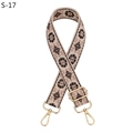 Close-up of ethnic floral jacquard bag strap with gold metal buckles and lobster clasps - S-17 Khaki Pink Coffee Floral