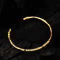Bracelet ajustable en argent S925 doré avec une texture plissée irrégulière élégante - Or 18K