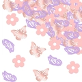 Coriandoli a farfalla e fiore rosa e lavanda per decorazioni di feste su bianco - Mix di Farfalla e Fiore in Cartoncino Oro Rosa