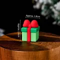 Miniature green Christmas gift box decoration with red bow ribbon and resin texture - Soft Glue Bow Gift Box