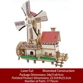 DIY 3D wooden puzzle Dutch windmill model kit with 77 pieces for kids and adults - Windmill House (BZQ Laser) / 77 Pcs/Finished 23.5x9.9x25.5cm