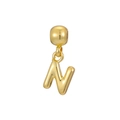 Macro shot of 18k gold plated bubble letter N pendant with a polished shiny metallic surface - Letter N