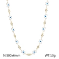 Collar dorado con dijes de mariposa blanca con motivos de ojo turco azul y cuentas de oro - Blanco (KN233681-Z)