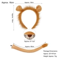 Three-piece plush lion costume set with headband, mask, and tail for kids' Halloween party - 3Pcs Lion Set (Headband + Nose + Tail)