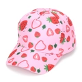 Pink baseball cap for children featuring cute strawberry patterns on a white background - 52-54cm / Strawberry