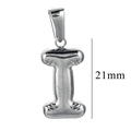 Polished silver 18K stainless steel bubble letter I pendant charm, 21mm height size - Letter I / Steel