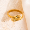 Adjustable golden snake-shaped titanium steel ring with a minimalist double-headed design - Snake Gold 6