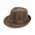 Cappello fedora in lino marrone scuro con trama intrecciata e nastro per l'estate - Taglia Adulto (Circa 58cm) / caffè