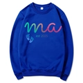 Royal blue Mama Est 2025 hoodie with baby footprints graphic and soft knit fabric - Blue