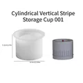 Minimalist striped cylindrical candle jar silicone mold with grey finished sample product - Vertical Striped
