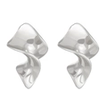 Boucles d'oreilles géométriques torsadées en argent poli pour un look moderne et chic - Argent (N-447)