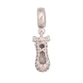 Sparkling ballet shoe charm in 18K gold plated copper with pave white cubic zirconia - White Gold Ballet Shoe