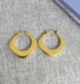 Polished 18K gold-plated U-shaped geometric hoop earrings in a minimalist hollow design - Wide Thick U-Shape Huggie (Gold 4)