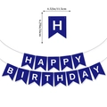 Blue Happy Birthday banner for boys with detailed dimensions 4.52x6.29 inches - Royal Blue Happy Birthday Banner
