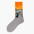 Künstlerische Socken mit dem Schrei Motiv von Edvard Munch in Orange und Grau Design - Einheitsgröße / Muster 3/Der Schrei