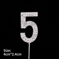 Sparkling silver rhinestone number 5 cake topper 4cm by 2.4cm for birthday decorations - Alloy Number 5 Silver