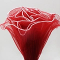 Red pleated tulle wrapping mesh with white pearl edge trim for DIY floral decoration - Pearl Wave Mesh (28cm*4 Yards) / Burgundy