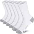 Detailed view of white cotton crew socks with grey reinforced heel and toe details - Free Size 39-47 / White