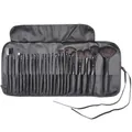 Set professionale da 24 pennelli per trucco con manici in legno e custodia nera in ecopelle - 24 pezzi+borsa in PU nera / Nero