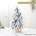 Mini sapin de Noël artificiel floqué de 31cm avec effet neige et socle en bois - Sapin enneigé 30cm