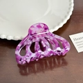Elegant purple marble pattern acetate hair claw clip for bun hairstyles with hollow design - Floral Purple Pumpkin Claw