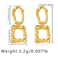 Detailed view of overlapping 18K gold-plated double heart earrings with dimension markings - KE0426 / Gold Irregular Double Link