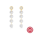 Luxuriöse vergoldete S925 Sterlingsilber-Ohrhänger mit langen Quasten und funkelnden Kristallen - 925er Silber / Runder Diamant Quasten Stil / Gold