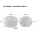 Shell-shaped silicone mold set for resin storage box with lid measurements - Shell Storage Box Mold with Lid J-278