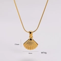 Minimalist gold shell pendant necklace in stainless steel measuring 17mm by 16mm - Shell Shape Pendant Style (AML01138)