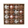Set van 16 kerstballen in champagnegoud en wit met diverse decoratieve afwerkingen - Roségoud