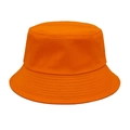 Close-up of orange cotton bucket hat showing reinforced brim stitching and fabric texture - M(56-58cm) / Orange