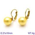 Boucles d'oreilles perles minimalistes or rose en acier titane, 21x10mm et poids 4g - Jaune d'Or