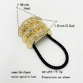 Detailed view of golden triple-layered wavy metal hairband with high-elastic black cord - Triple Row Hammered / Gold