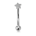 Piercing curvo de acero inoxidable con estrella plateada y bola final pulida - Estrella / Colorido