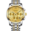 Men's business chronograph watch in two-tone gold and silver stainless steel strap - Two-tone Steel Band Gold Dial