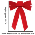 Grote rode fluwelen kerststrik, stijl A, 33 cm hoogte voor kerstboomdecoratie - Stijl A / 24cmx33cm