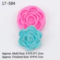 Roze siliconen roos mal met blauw harsvoorbeeld en 5,5cm gedetailleerde afmetingen - Roos / Roze