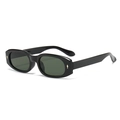 Classic black oval plastic sunglasses with vintage metal arrow studs and dark green lenses - Regular / Black Frame Sunglasses with Dark Green Lenses
